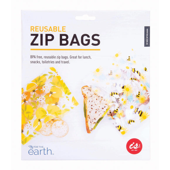 For the Earth Reusable Zip Bags Bees Set of 8