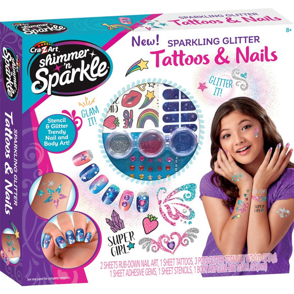 Cra Z Art Shimmer and Sparkle Sparkling Glitter Tattoos and Nails