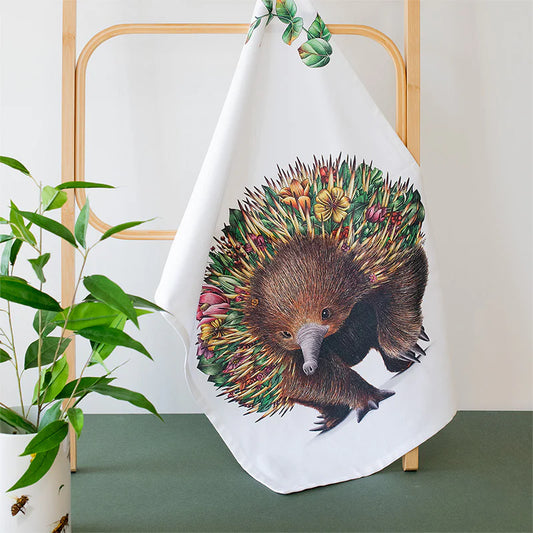 Marini Ferlazzo Organic Cotton Tea Towel Echidna Bushwalk