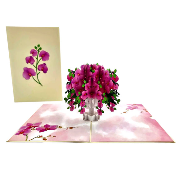 Pop Up Greeting Card Orchid Vase