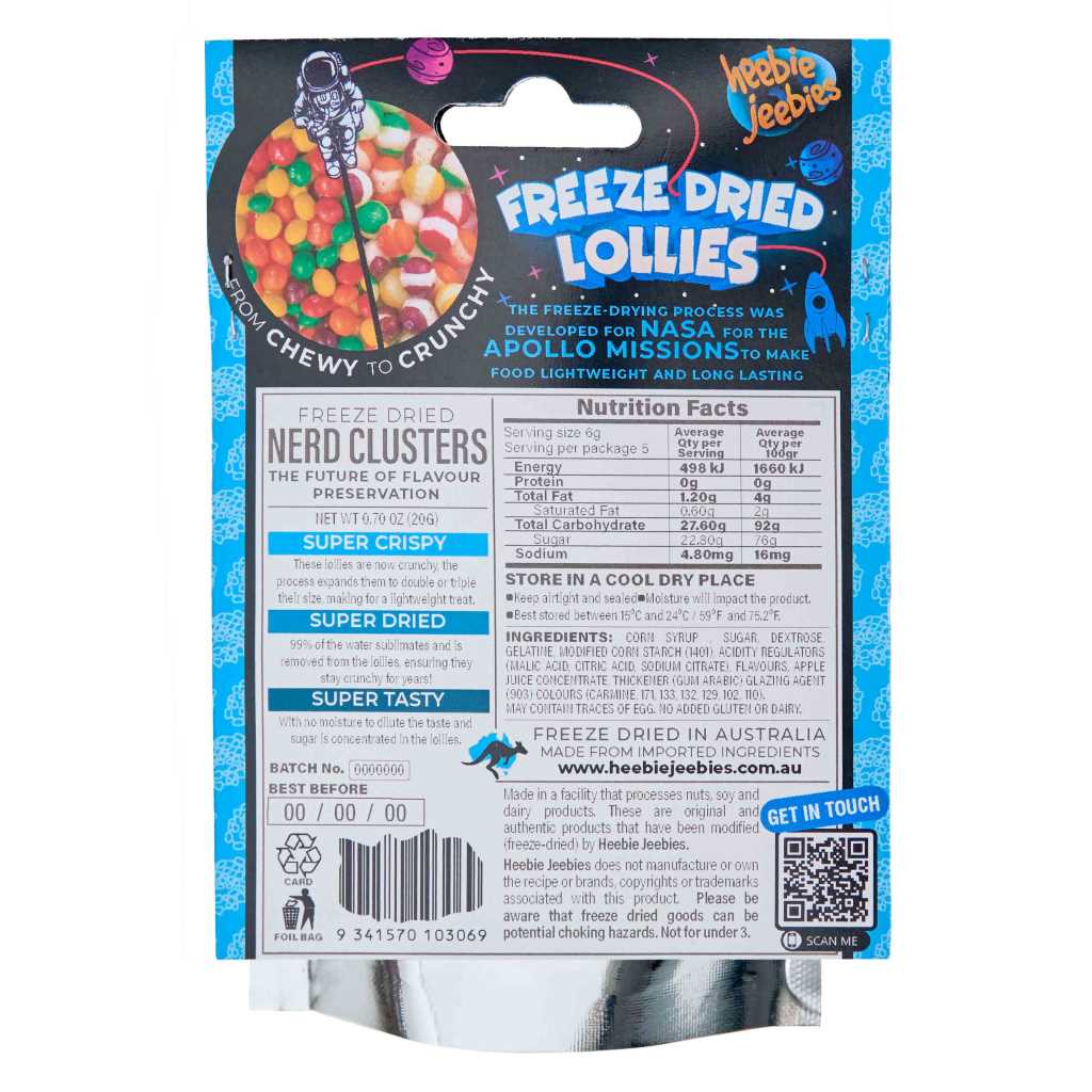 Heebie Jeebies Mini Freeze Dried Lollies Crunchy Clusters 20g