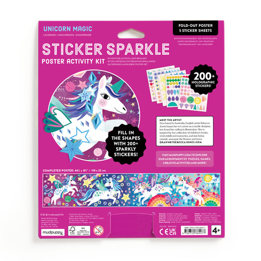 Mudpuppy Sticker Sparkle Poster Activity Kit Unicorn Magic