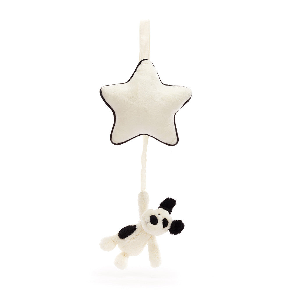 Jellycat Bashful Black and Cream Puppy Music Pull Toy