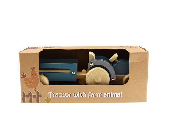 Kaper Kidz Wooden Blue Tractor with Dog and Sheep