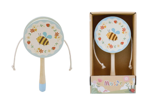 Kaper Kidz Wooden Twist Drum with Butterfly or Bee Design