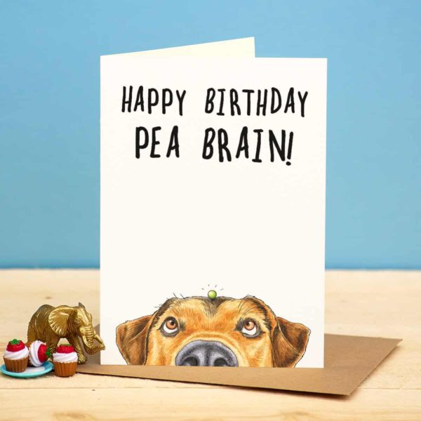 Bewilderbeest Greeting Card Pea Brain Birthday