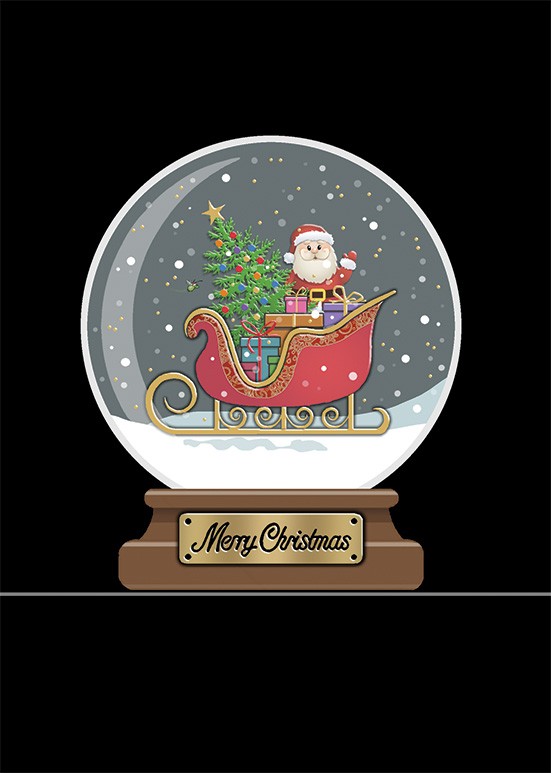 Bug Art Sleigh Globe Christmas greeting card with metallic detailing