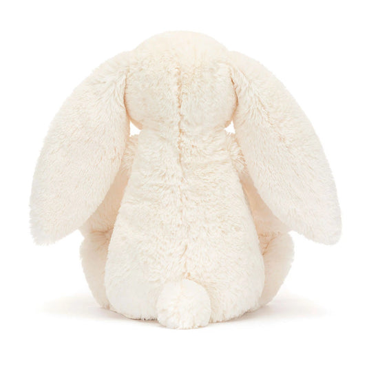 Back view of Jellycat Plush Blossom Cream Bunny Berry Little White plush bunny toy on a white background