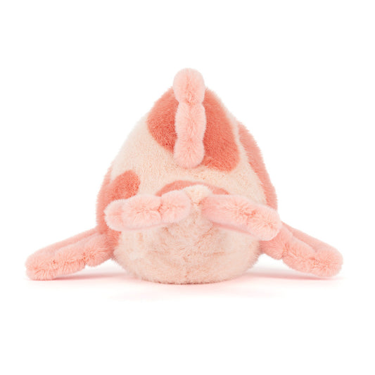 Back view of Jellycat Plush Fancy Carp with pink and cream colours on white background