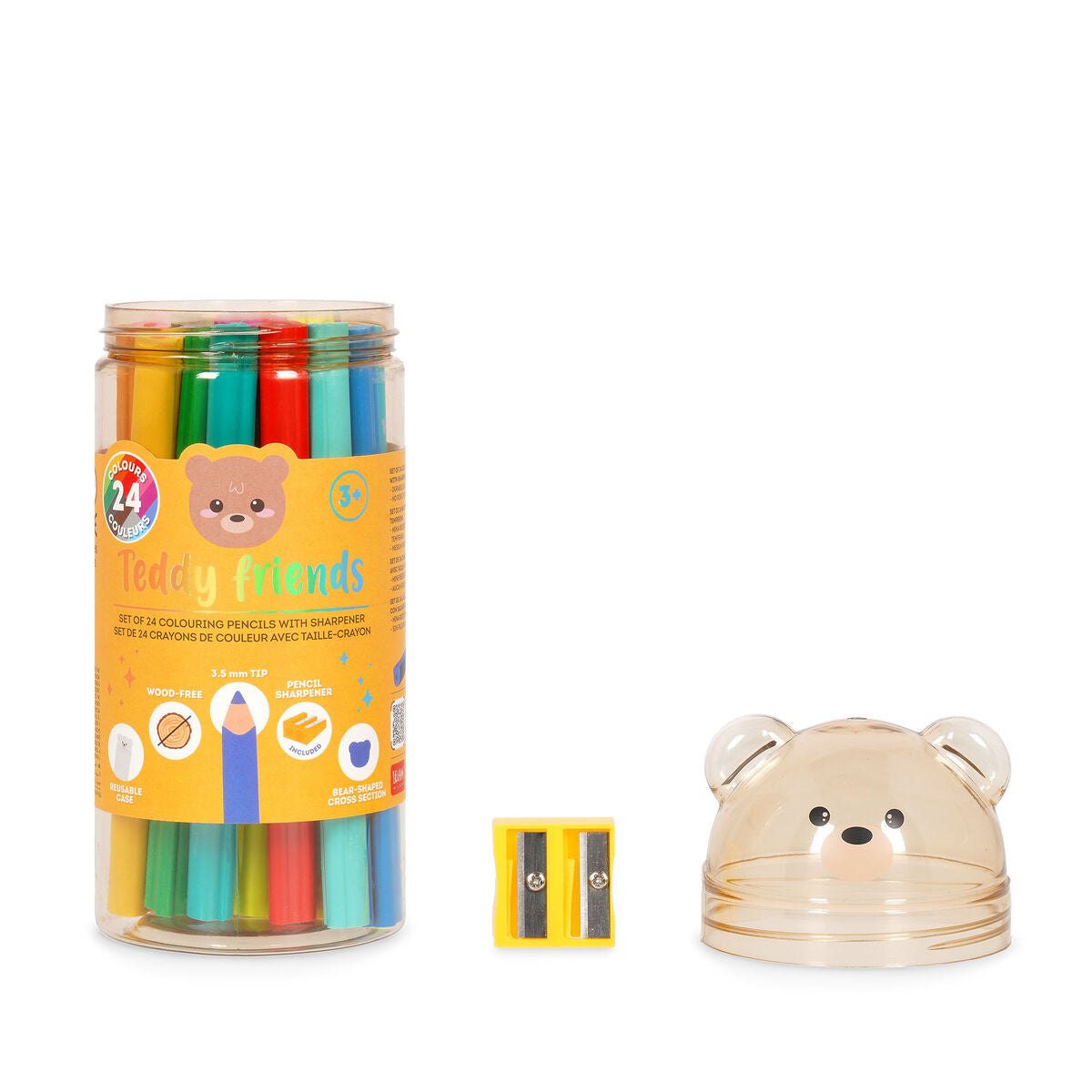 Legami Set of 24 Colour Pencils with Sharpener Teddy Friends Teddy Bear