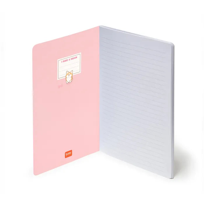 Legami Quaderno Notebook Medium 7mm Lined 80pg Corgi