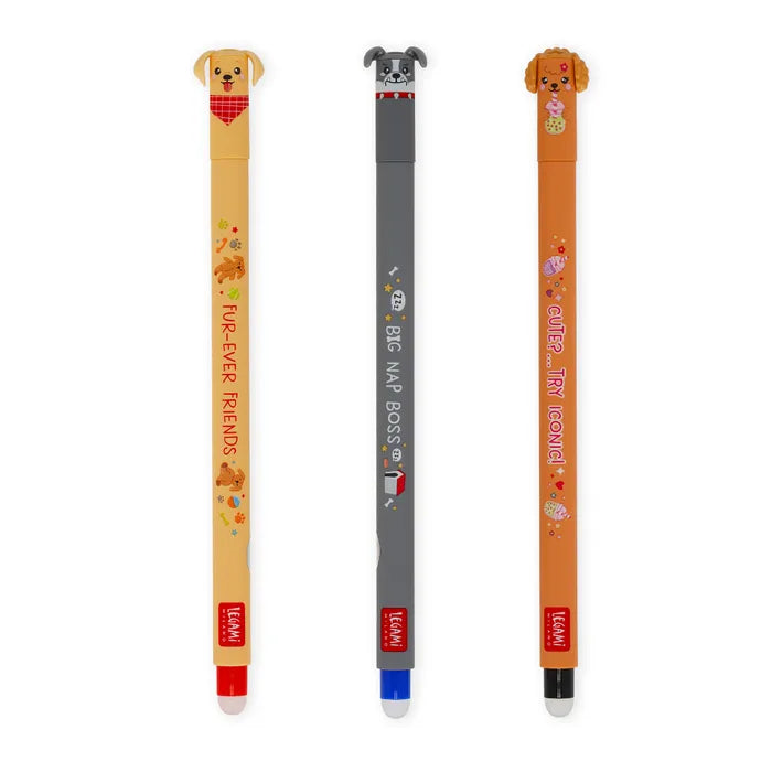 Legami Set of 3 Erasable Gel Pens Fur-Ever Friends