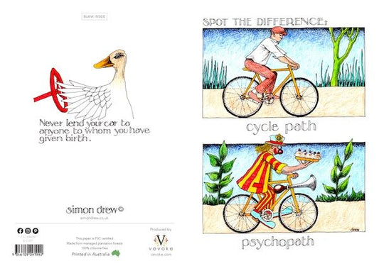 Simon Drew Greeting Card Cyclepath