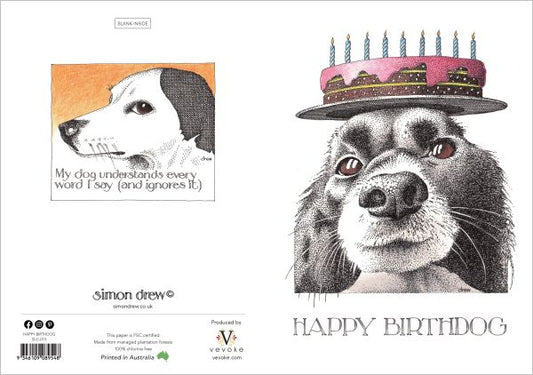 Simon Drew Greeting Card Happy Birthdog