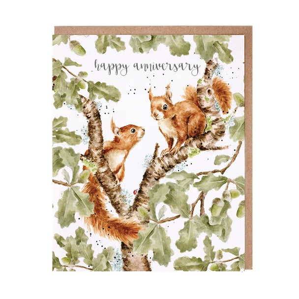 Wrendale Greeting Card Happy Anniversary Another Year Squirreling Around