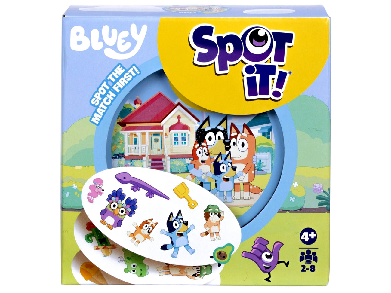 Spot It! game box featuring Bluey characters