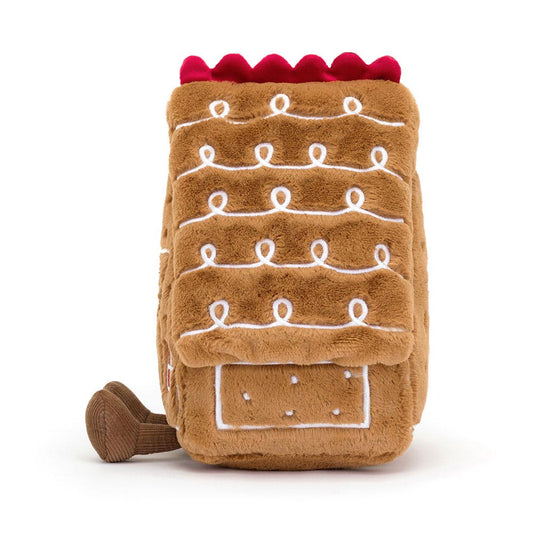 Jellycat Amuseables Gingerbread House plush – cosy Christmas-themed soft toy with sweet details, great for collectors and festive fun