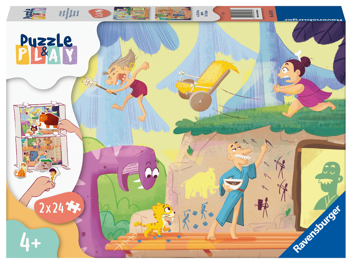 Ravensburger 2x24 Jigsaw Puzzle & Play Prehistoric People