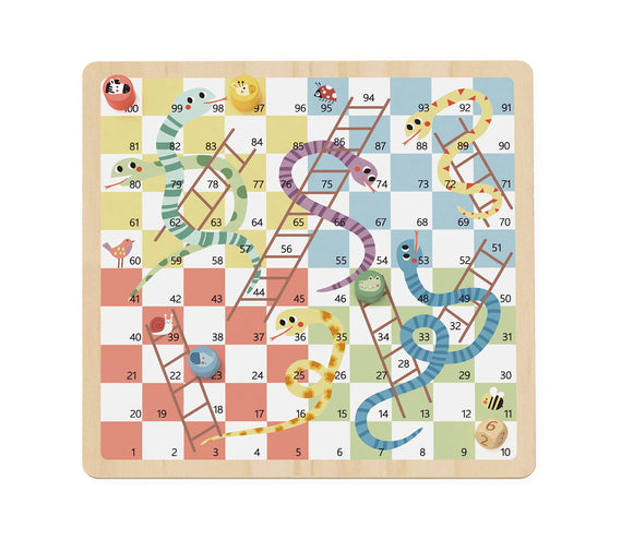 Tooky Toys My Forest Friends 2 in 1 Wooden Ludo and Snakes and Ladders Board Game