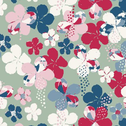 Ali Christina Flowers on Mint Background Greeting Card