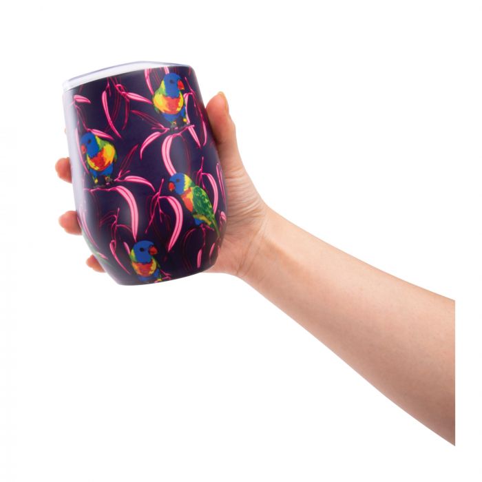 The Australian Collection Stemless Double Wall Wine Tumbler Aus Birds