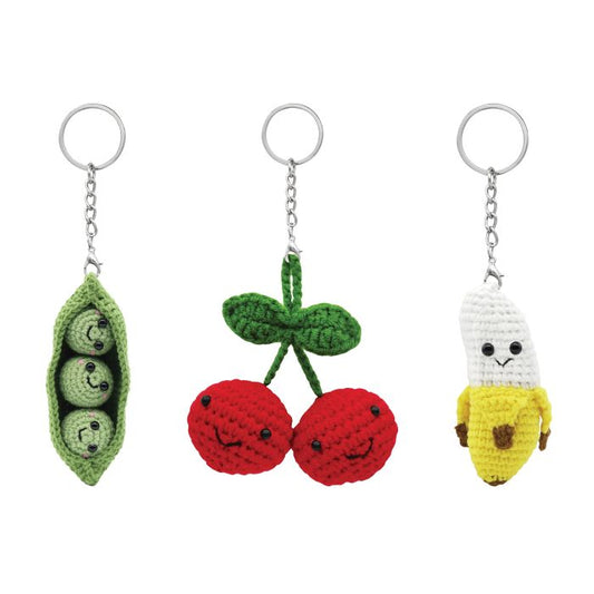 Discovery Zone Make Your Own Crochet Bag Charm Cherries, Banana, Peas