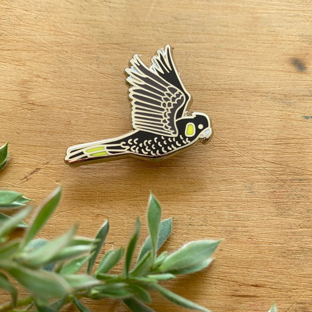 Pigment by Monica Reeve Enamel Pin Black Cockatoo