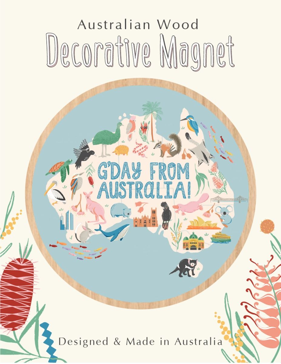 Wirihana Design G'day From Australia Wooden Magnet