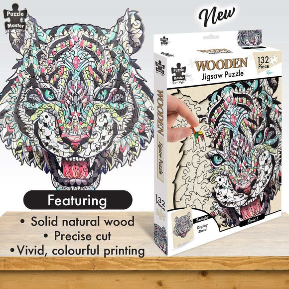 Puzzle Master 124pc Jigsaw Puzzle Wooden Tiger