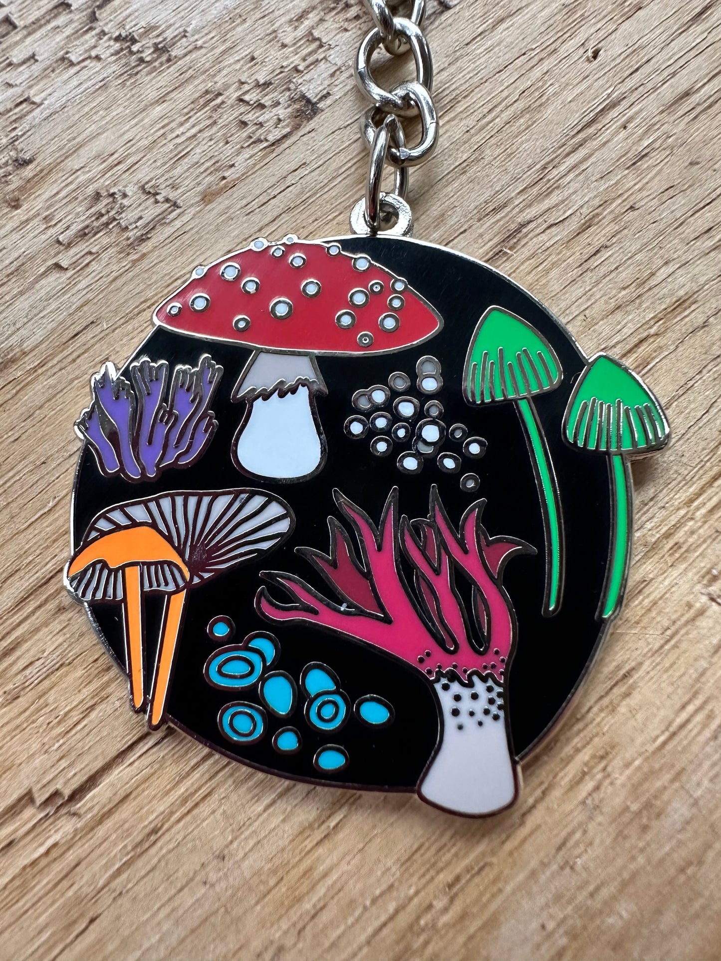 Pigment by Monica Reeve Enamel Keyring Tasmanian Fungi Finds