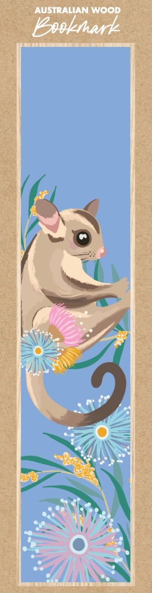 Christie Williams Ringtail Possum Blue Wooden Bookmark