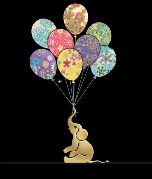 Bug Art Greeting Card Elephant Balloons