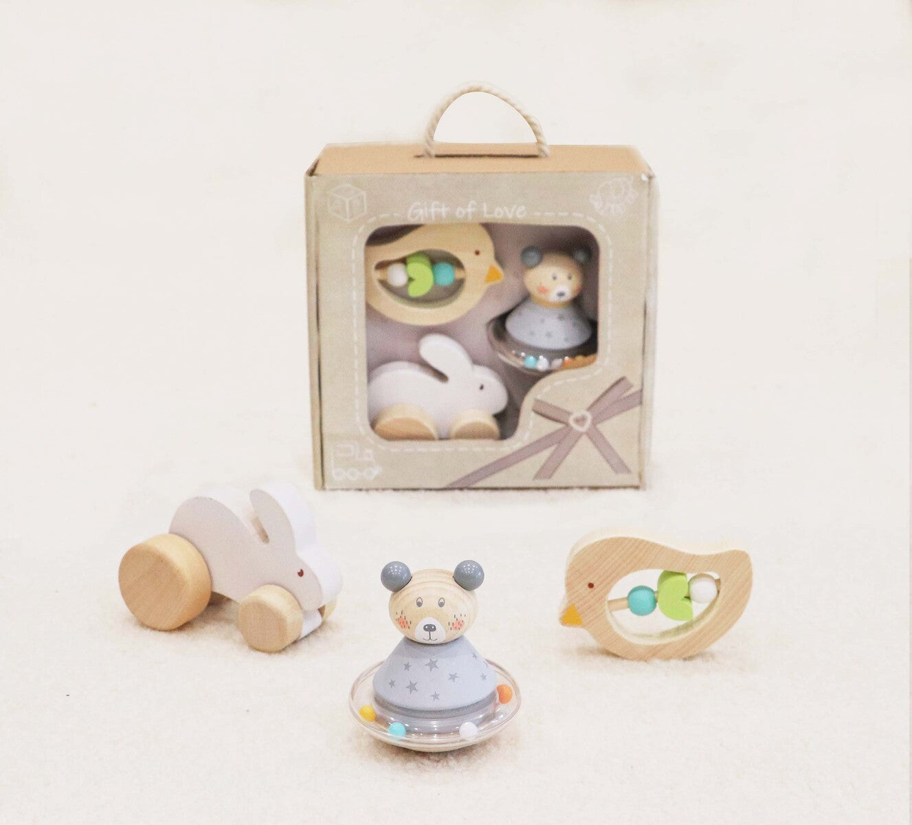 Calm & Breezy Baby Gift Set Bunny Bird Bear