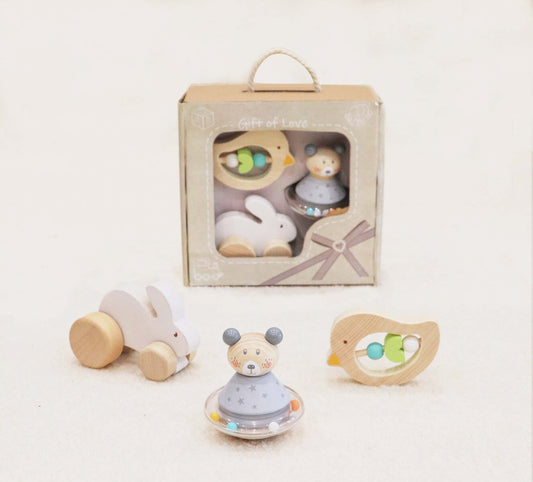 Calm & Breezy Baby Gift Set Bunny Bird Bear