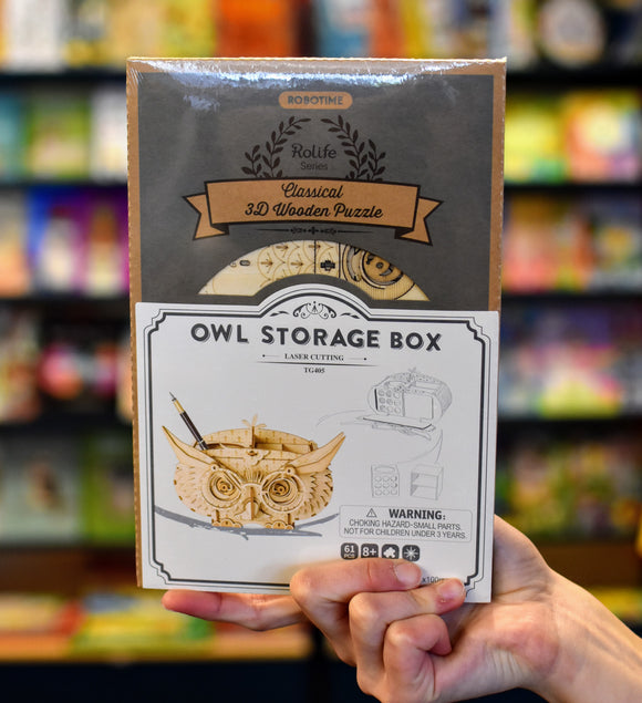3D Laser Cut Wooden Owl Storage Box Construction Kit