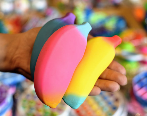 Stretchy Banana Rainbow Sand Filled Sensory Toy