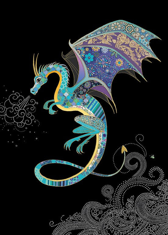 Bug Art Greeting Card Blue Dragon