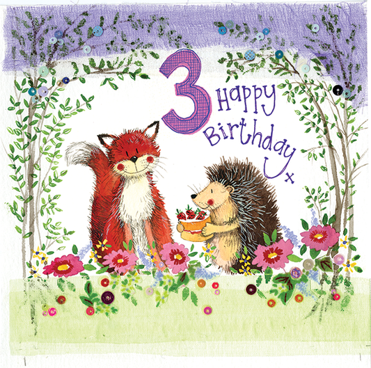 Alex Clark Greeting Card 3 Year Old Woodland Birthday