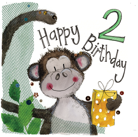 Alex Clark Greeting Card 2 Year Old Monkey Birthday