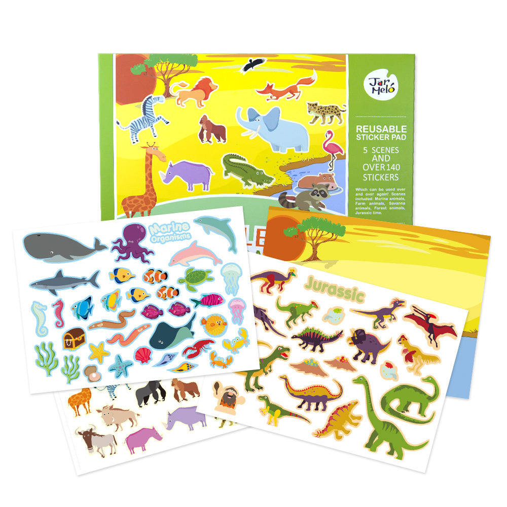 Sticker Pad Reusable Animal World Jar-Melo