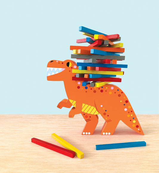 Mudpuppy Wooden Balancing Game T-Rex Topple