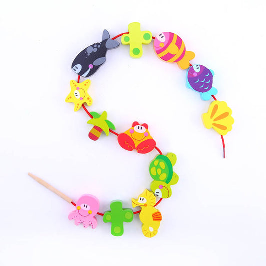Wooden Lacing Blocks Beads Marine Sealife
