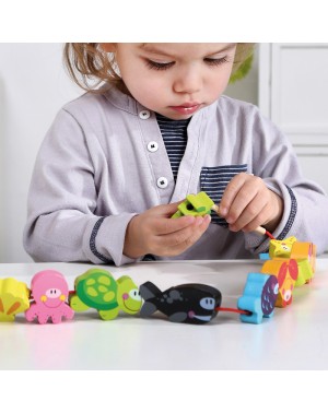 Wooden Lacing Blocks Beads Marine Sealife