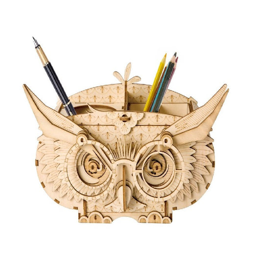 3D Laser Cut Wooden Owl Storage Box Construction Kit