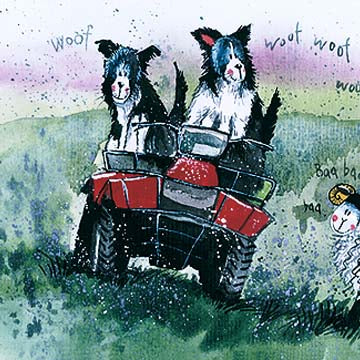 Alex Clark Greeting Card Quad Squad Dogs