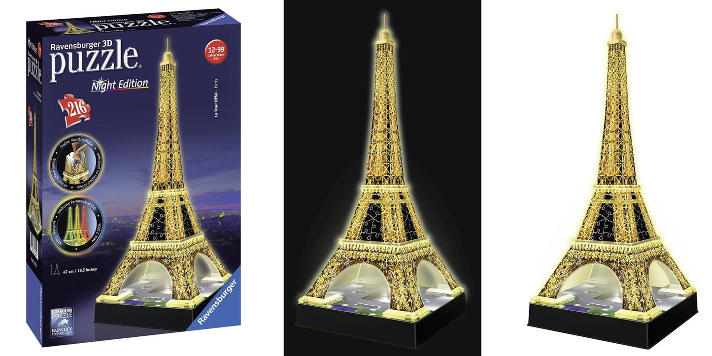 Ravensburger 216pc 3D Jigsaw Puzzle Eiffel Tower At Night