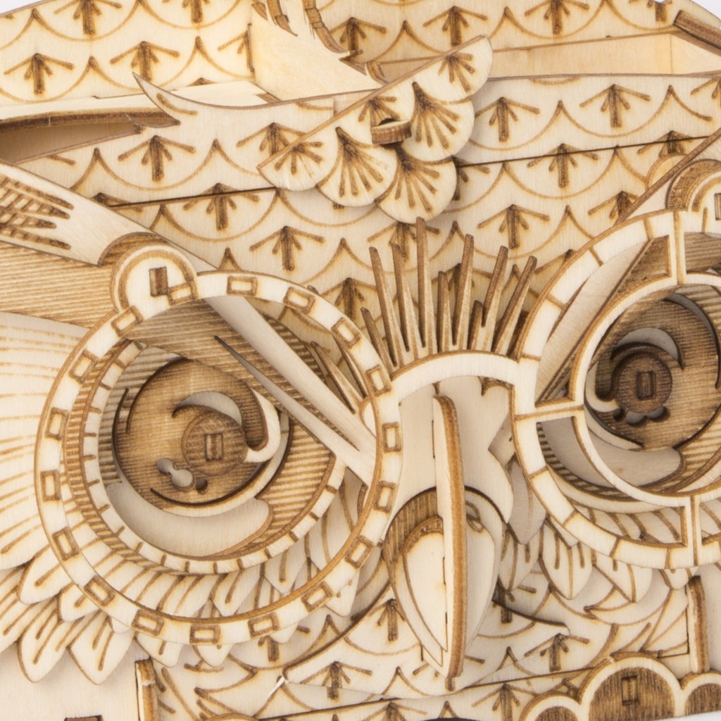 3D Laser Cut Wooden Owl Storage Box Construction Kit