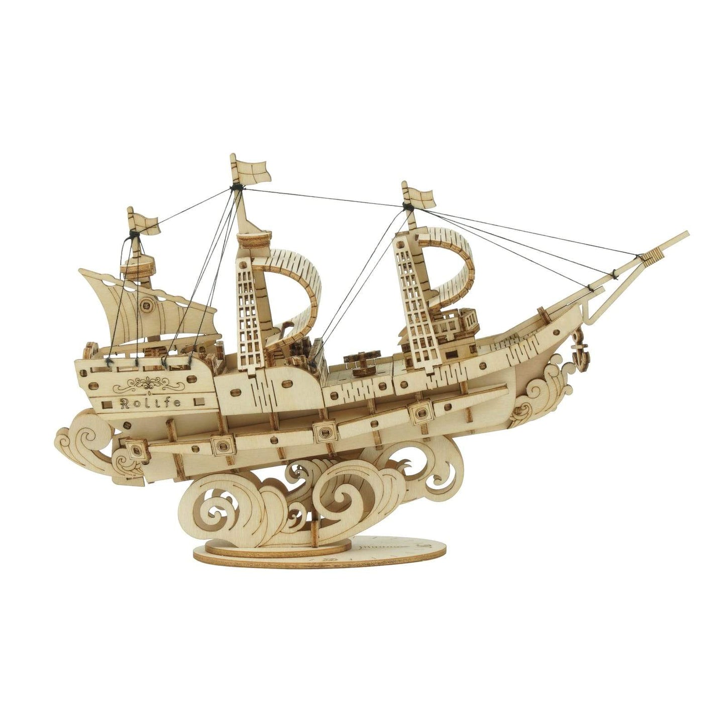 3D Laser Cut Wooden Sailing Ship Construction Kit