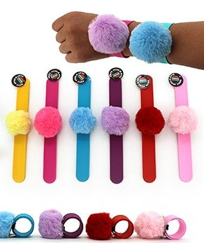 Slap Snap Band Fluffy Pom Pom Assorted