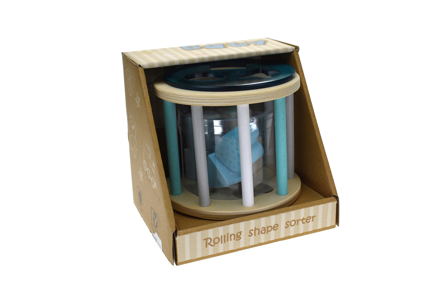 Calm and Breezy Rolling Wooden Shape Sorter Blue
